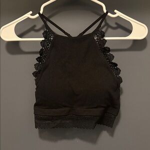 Black Lace Trim Bralette Crop Top